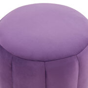 Purple velvet upholstery modern round ottoman by Leisure Mod additional picture 3