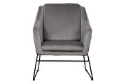Fossil gray soft velvet fabric chair by Leisure Mod additional picture 2