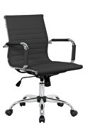 Black leatherette and steel frame swivel office chair by Leisure Mod additional picture 2
