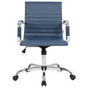 Navy blue leatherette and steel frame swivel office chair by Leisure Mod additional picture 3
