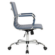 Navy blue leatherette and steel frame swivel office chair by Leisure Mod additional picture 4