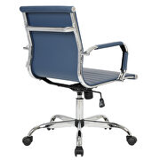 Navy blue leatherette and steel frame swivel office chair by Leisure Mod additional picture 5