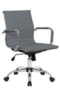 Gray leatherette and steel frame swivel office chair by Leisure Mod additional picture 2