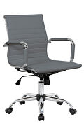 Gray leatherette and steel frame swivel office chair additional photo 2 of 8