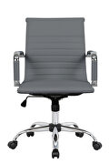 Gray leatherette and steel frame swivel office chair by Leisure Mod additional picture 3
