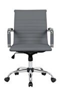 Gray leatherette and steel frame swivel office chair additional photo 3 of 8