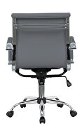 Gray leatherette and steel frame swivel office chair additional photo 5 of 8