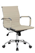 Tan leatherette and steel frame swivel office chair by Leisure Mod additional picture 2