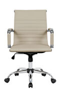 Tan leatherette and steel frame swivel office chair by Leisure Mod additional picture 3