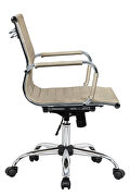 Tan leatherette and steel frame swivel office chair by Leisure Mod additional picture 4