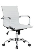 White leatherette and steel frame swivel office chair by Leisure Mod additional picture 2