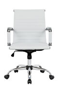 White leatherette and steel frame swivel office chair by Leisure Mod additional picture 3