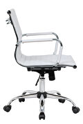 White leatherette and steel frame swivel office chair by Leisure Mod additional picture 4