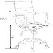 White leatherette and steel frame swivel office chair by Leisure Mod additional picture 9