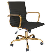 Black leatherette seat and back swivel office chair by Leisure Mod additional picture 2