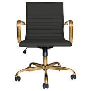 Black leatherette seat and back swivel office chair by Leisure Mod additional picture 3