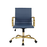 Navy blue leatherette seat and back swivel office chair by Leisure Mod additional picture 2