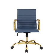 Navy blue leatherette seat and back swivel office chair additional photo 2 of 5