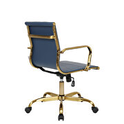 Navy blue leatherette seat and back swivel office chair by Leisure Mod additional picture 4