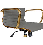 Gray leatherette seat and back swivel office chair by Leisure Mod additional picture 7