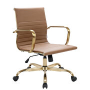 Light brown leatherette seat and back swivel office chair by Leisure Mod additional picture 2