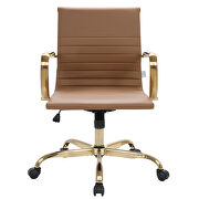 Light brown leatherette seat and back swivel office chair by Leisure Mod additional picture 3
