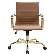 Light brown leatherette seat and back swivel office chair additional photo 3 of 6