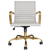 Tan leatherette seat and back swivel office chair by Leisure Mod additional picture 3