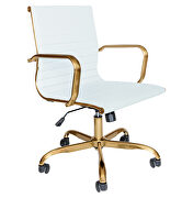 White leatherette seat and back swivel office chair by Leisure Mod additional picture 2