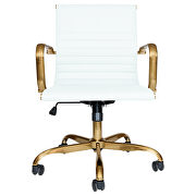 White leatherette seat and back swivel office chair by Leisure Mod additional picture 3