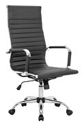 Black leatherette and steel frame high back design swivel office chair by Leisure Mod additional picture 2