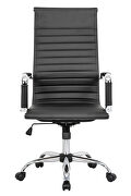 Black leatherette and steel frame high back design swivel office chair by Leisure Mod additional picture 3