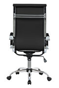 Black leatherette and steel frame high back design swivel office chair by Leisure Mod additional picture 5