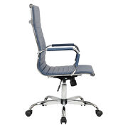 Navy blue leatherette and steel frame high back design swivel office chair by Leisure Mod additional picture 3