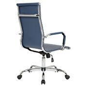 Navy blue leatherette and steel frame high back design swivel office chair by Leisure Mod additional picture 4