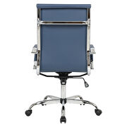 Navy blue leatherette and steel frame high back design swivel office chair by Leisure Mod additional picture 5