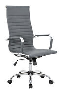 Gray leatherette and steel frame high back design swivel office chair by Leisure Mod additional picture 2