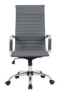 Gray leatherette and steel frame high back design swivel office chair by Leisure Mod additional picture 3