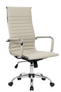 Tan leatherette and steel frame high back design swivel office chair by Leisure Mod additional picture 2