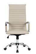 Tan leatherette and steel frame high back design swivel office chair by Leisure Mod additional picture 3