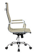 Tan leatherette and steel frame high back design swivel office chair by Leisure Mod additional picture 4