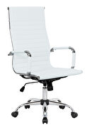 White leatherette and steel frame high back design swivel office chair by Leisure Mod additional picture 2