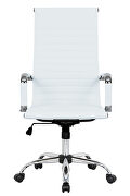 White leatherette and steel frame high back design swivel office chair by Leisure Mod additional picture 3