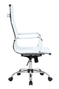 White leatherette and steel frame high back design swivel office chair by Leisure Mod additional picture 4