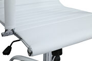 White leatherette and steel frame high back design swivel office chair by Leisure Mod additional picture 7