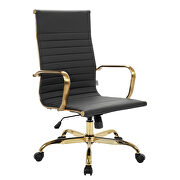 Black faux leather seat and back swivel lift office chair by Leisure Mod additional picture 2