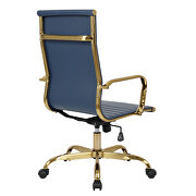 Navy blue faux leather seat and back swivel lift office chair by Leisure Mod additional picture 5