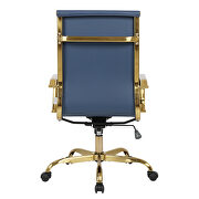 Navy blue faux leather seat and back swivel lift office chair by Leisure Mod additional picture 6