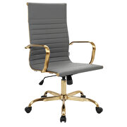 Gray faux leather seat and back swivel lift office chair by Leisure Mod additional picture 2