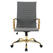 Gray faux leather seat and back swivel lift office chair by Leisure Mod additional picture 3
